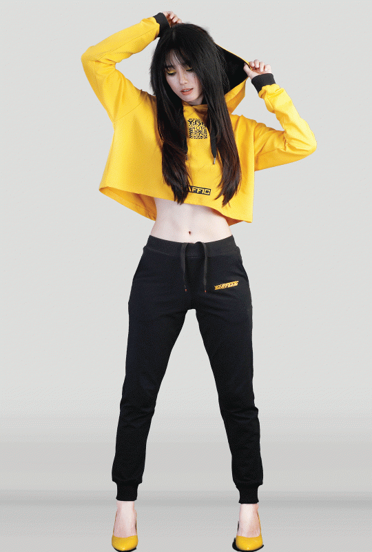 Hoodie Girl Crop Top (Yellow)